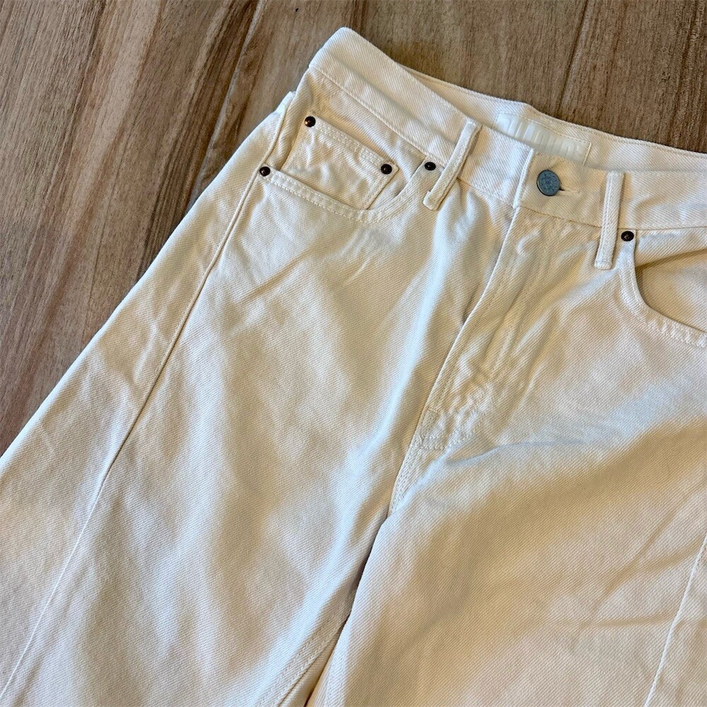 MOTHER The Shanks Jeans Womens Size 24 Ivory High-Rise Wide-Leg Denim - Picture 3 of 7